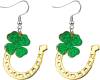 St. Patrick's Day Earrings for Women,Irish Shamrock Acrylic Dangle Earrings, Green Hat Clover Horseshoe Drop Earrings for Irish Festival