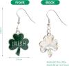 Green Shamrock Dangle Earrings for Women, St. Patrick's Day Accessories Good Luck Hoop Earrings