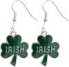 Green Shamrock Dangle Earrings for Women, St. Patrick's Day Accessories Good Luck Hoop Earrings