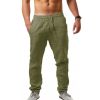 Men's Beach Pants Casual Trousers Straight-leg Sweatpants Sporty Outdoor Sports Yoga Cotton Daily Holiday Pants Drawstring Elastic Waist Lightweight Solid Color Gray Khaki Black L Summer Spring