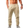 Men's Beach Pants Casual Trousers Straight-leg Sweatpants Sporty Outdoor Sports Yoga Cotton Daily Holiday Pants Drawstring Elastic Waist Lightweight Solid Color Gray Khaki Black L Summer Spring