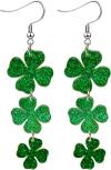 St. Patrick's Day Earrings for Women,Irish Shamrock Acrylic Dangle Earrings, Green Hat Clover Horseshoe Drop Earrings for Irish Festival