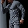 Men's T shirt Tee Solid Colored Crew Neck Gray White Black Street Sports Long Sleeve Clothing Apparel Designer Casual Comfortable Big and Tall