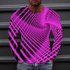 Men's T shirt Tee Optical Illusion Graphic Prints Crew Neck Green Blue Purple Yellow Wine 3D Print Outdoor Street Long Sleeve Print Clothing Apparel Basic Sports Designer Casual